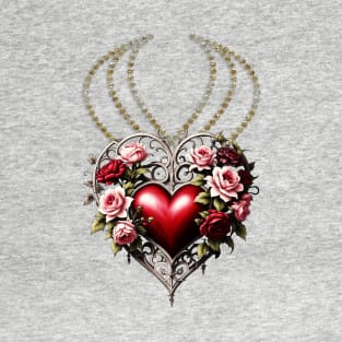 Noble gothic heart with flowers T-Shirt